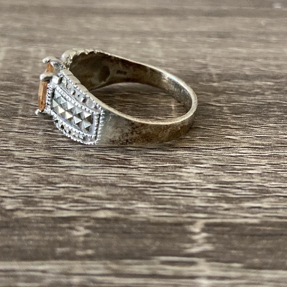 Gorgeous topaz marcasite ring size 9 sterling silver 925 sparkly bling vacation - Picture 5 of 12